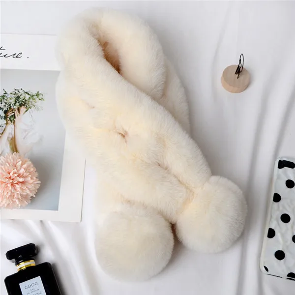Детский теплый шарф, шарф из искусственного кроличьего меха, детский зимний модный шерстяной шарф, новинка, специальное предложение, ограниченное количество - Цвет: creamy-white