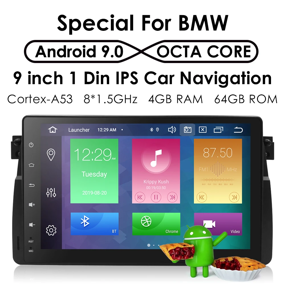 1 Din 9 дюймов 8 OctaCore Android8.0 для BMW E46 M3 Rover 75 автомобильный NODVD gps Wi-Fi 4G Радио RDS CAN шина Оперативная память 4 Гб Встроенная память 32 ГБ DAB TPMS RDS BT