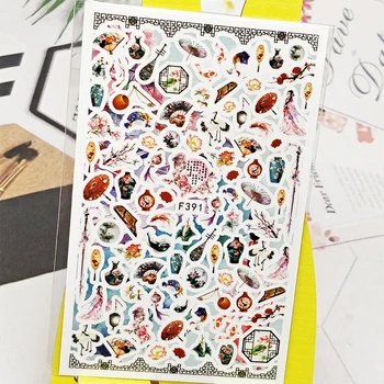 

3D Nail Sticker Decals Vase Violin Fairy Design Nail Art Decorations Stickers Sliders Manicure Accessories Nails Decoraciones