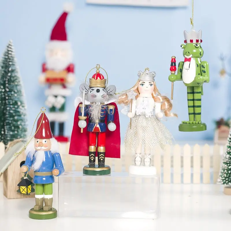 

4pcs/set Wooden Nutcracker Soldier Christmas Tree Hanging Ornament Desktop Decor