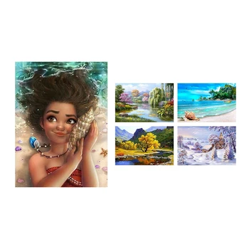 

1x Diamond Painting Cartoon Diamond Embroidery 5D & 4 Pack Full Drill Four Seasons Landscape Cross Stitch Four Seasons