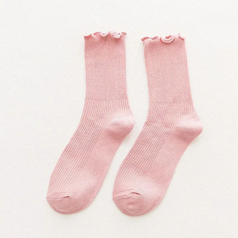 Носки женские кружевные уличные носки kawaii желтые чёсаные хлопковые осенние и зимние корейские Harajuku трендовые носки без пятки - Цвет: 3