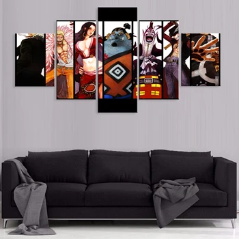 

Anime ONE PIECE 5 Pieces Canvas Paintings Oil Modular Decoration Hd Picture Poster Wall Living Room
