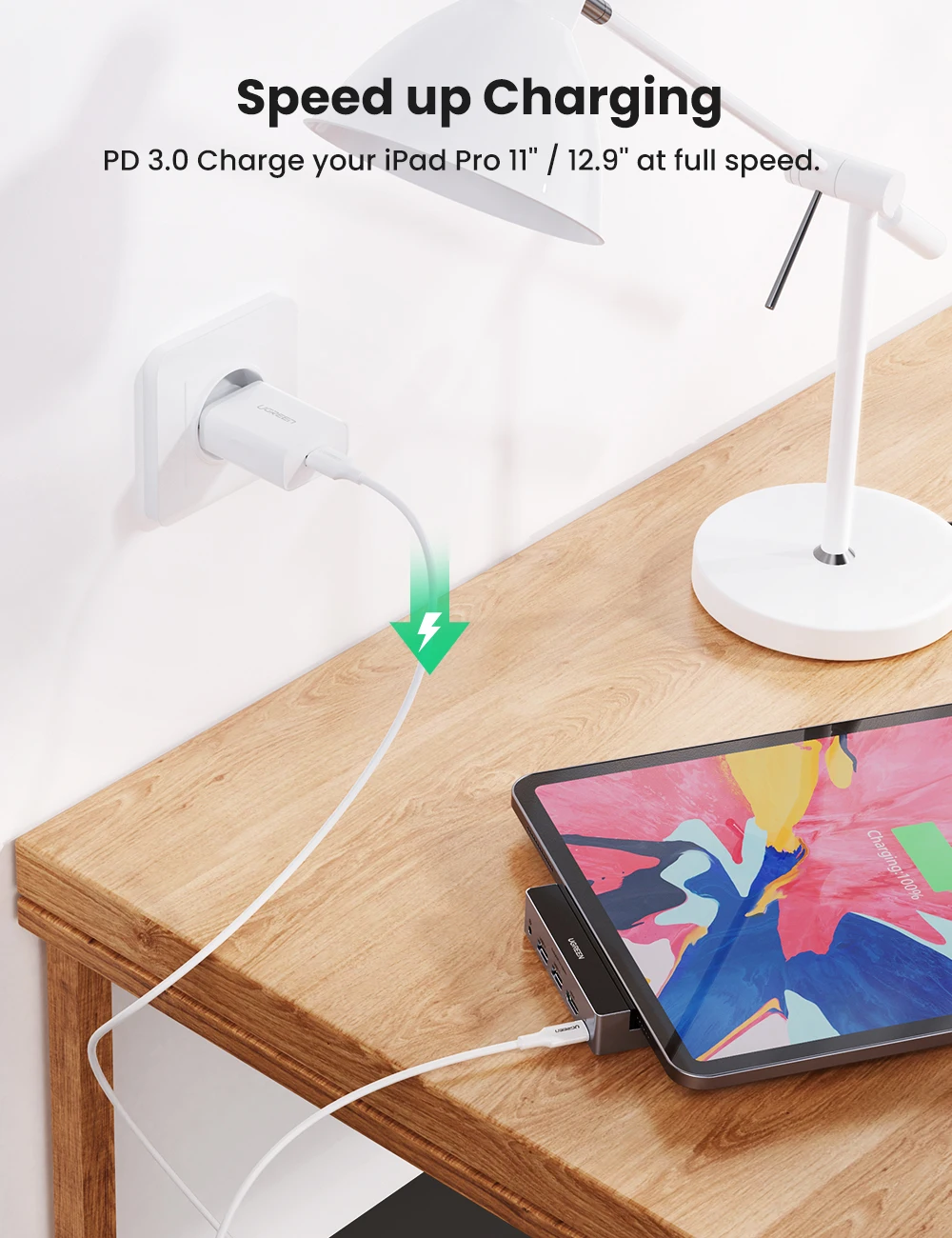 UGREEN USB C Hub HDMI 4K 60Hz Adapter for iPad Pro 2020 2018 USB C Hub Dongle USB PD Charging USB 3 0 3 5mm Headphone Audio Jack