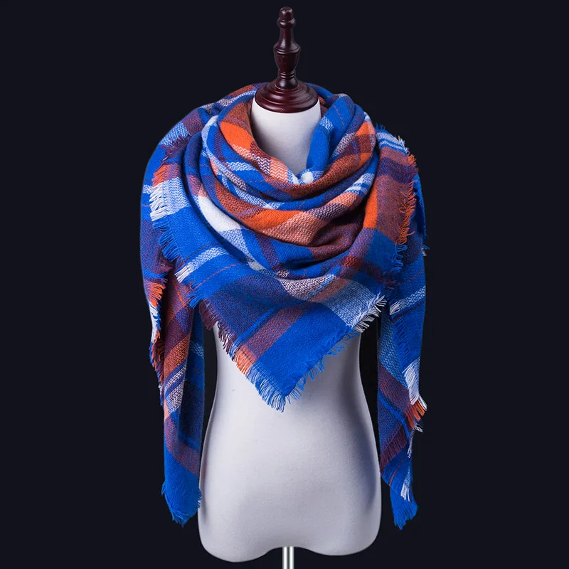 Модный зимний шарф женские повседневные шарфы дамское клетчатое кашемировое одеяло треугольный шарф Прямая Горячая - Цвет: A28