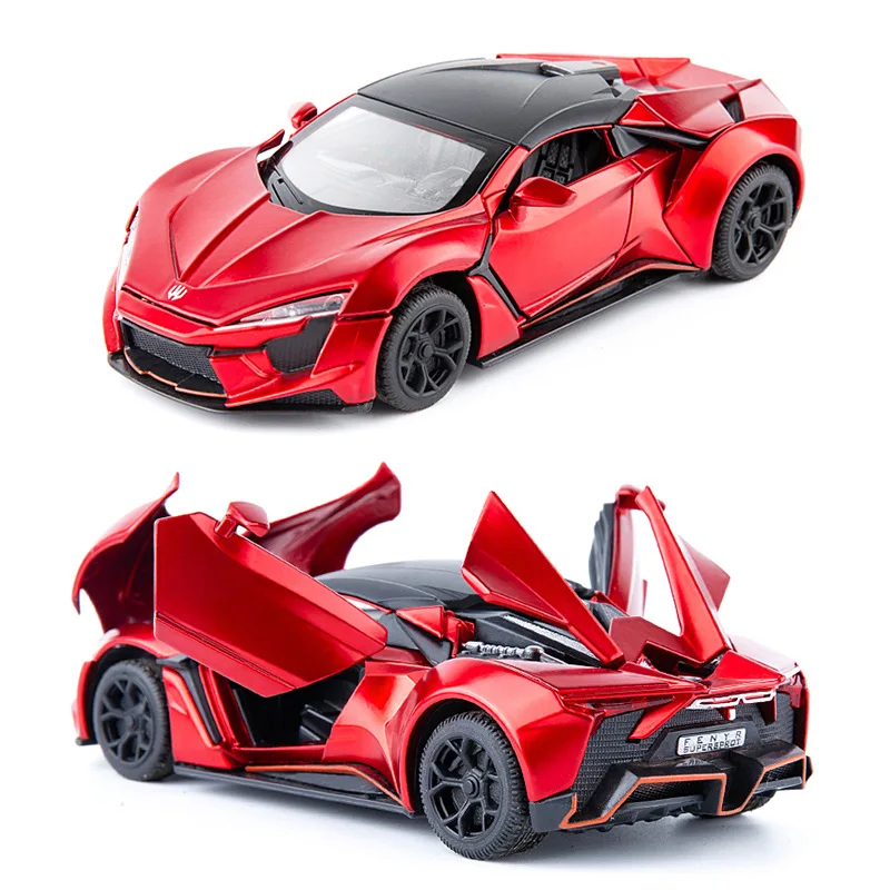 2019 чугунная литой автомобиль модели LYKAN со светом и фотомоделью коллекция для