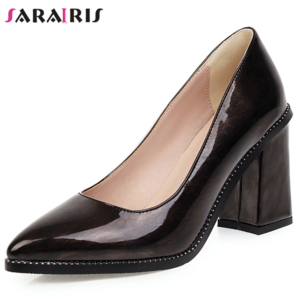 

SARAIRIS Fashion Pointed Toe Female Square Heel Slip On Sewing Spring Autumn Pumps Elegant High Heels Pumps Women Shoes Woman