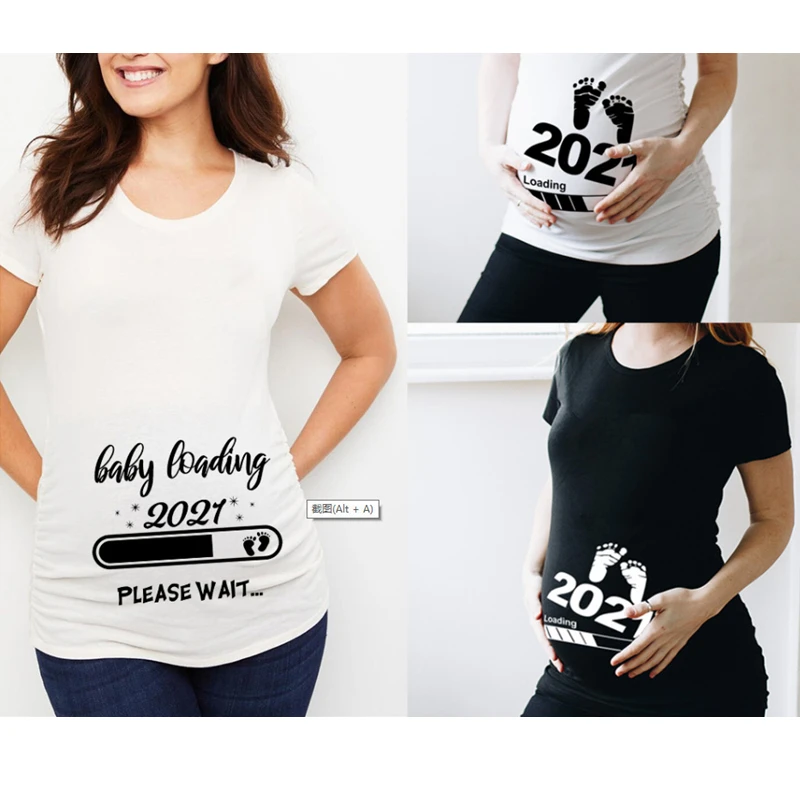 Ropa maternidad creativa, camisetas con estampado de dibujos animados, camisetas para camisetas de talla grande de Navidad para embarazadas| - AliExpress