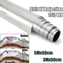 Ультрафиолетовый светильник, самоклеящаяся пленка 5 м* 50 см, 3,0 м* 50 см, стеклянная Солнцезащитная пленка, пленка для окна, УФ-наклейка, прочный зеркальный эффект