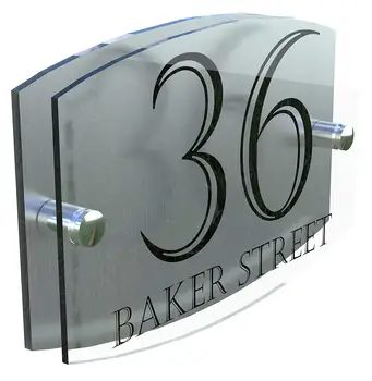 

House number Smart House Sign Modern Glass Effect Acrylic Door Number Name Road Plate Plaque Door sign