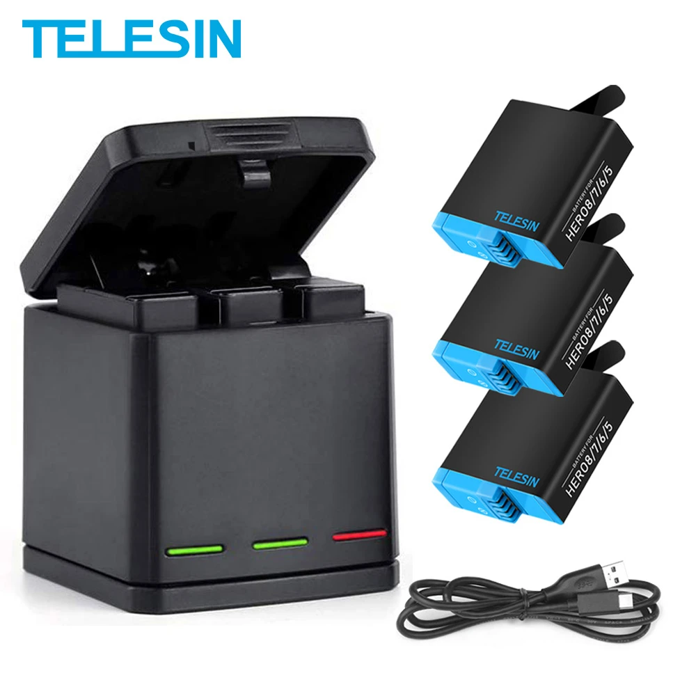 Telesin 3pack 12mah Battery Led Charging Box With Type C Cable For Gopro Hero 8 7 6 Hero 5 Black Camera Accessories Battery For Gopro Gopro Batterygopro 3 Battery Aliexpress Telesin 3pack 12mah Battery Led Charging Box With Type C Cable For Gopro Hero 8 7 6 Hero 5 Black Camera Accessories Battery For Gopro Gopro Batterygopro 3 Battery Aliexpress