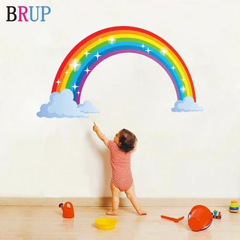 

Large Beautiful Colorful Rainbow Wall Stickers for Kids Room Living Room Wall Decal Baby Nursery Murals Home Decorations Decor