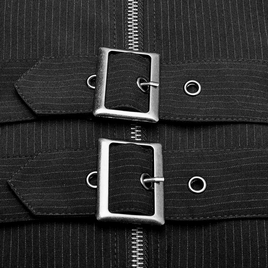 loop ajuste colete gótico listra vertical preto