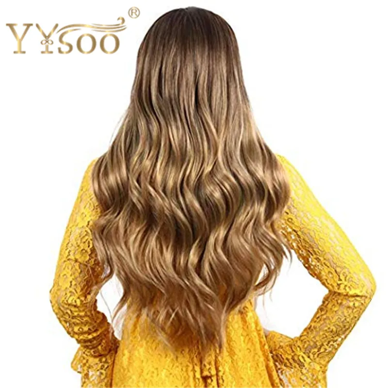 YYsoo Скарлет ведьма Ванда Maximoff Косплей парики для женщин натуральный длинный волнистый кудрявый парик темные корни Омбре блонд парик средний пробор