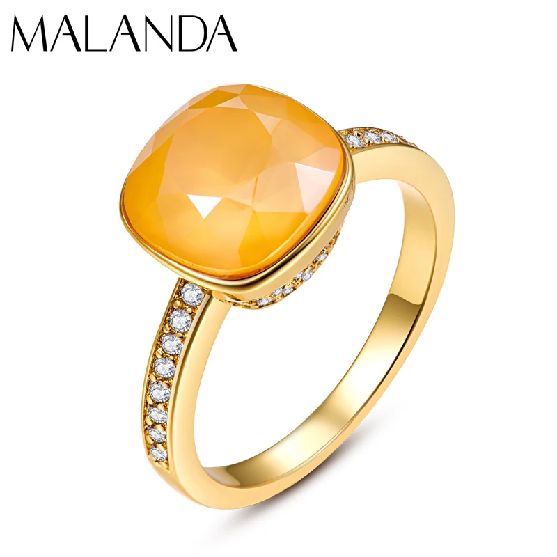 Роскошные кольца Malanda с кристаллами SWAROVSKI для женщин, Новые Модные Элегантные кольца для свадебной вечеринки, ювелирные аксессуары, подарок для мамы и девочки - Цвет основного камня: L124S