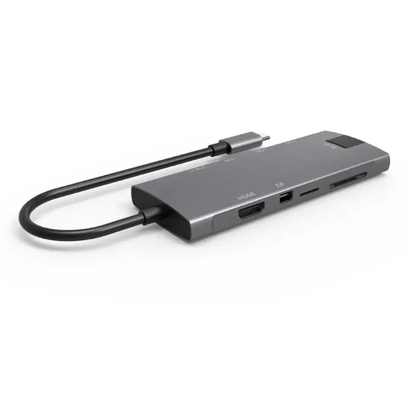 9 в 1 usb-хаб 4K 30FPS Многофункциональный тип-c к HDMI/Mini DP/USB3.0/USB-C PD/SD TF кардридер/RJ45 адаптер для MAC OS WIN 10