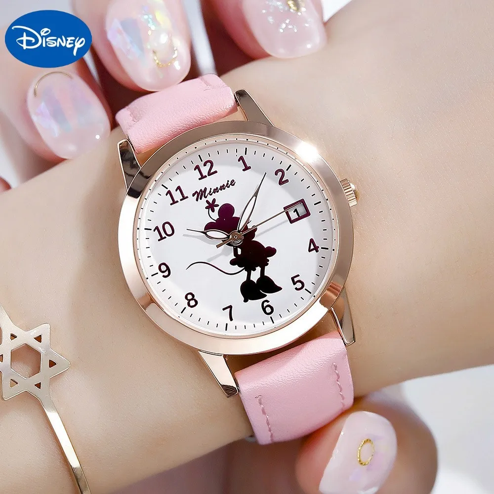 

Authentic Disney Watch Mickey Minnie Calendar Fashion Trend Quartz Watch Student Belt Female Watch