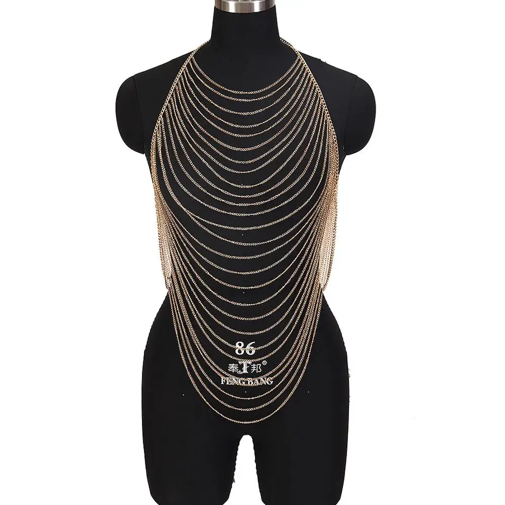 Gold Necklace Multilayer Metal Chain 