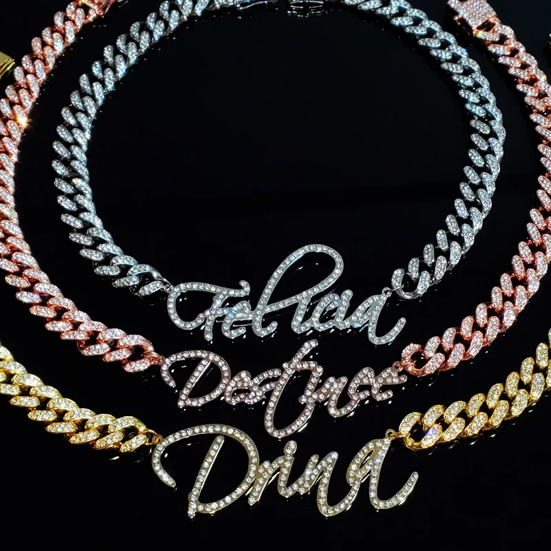 Personalised Stainless Steel Name Plate Necklace Women's Name Jewelry & Accessories Custom Script Font Letters Necklace Gifts