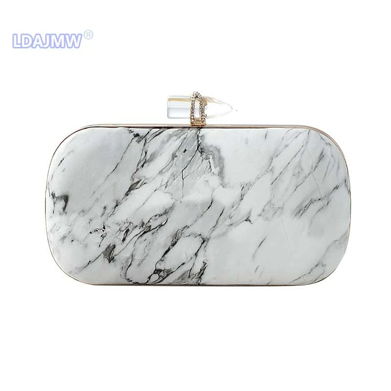 Pouch Messenger High Quality Lady Party Purse Fashion Metal Mini Shoulder Bags for Lady Marble Stone Clutch Evening Bags Women