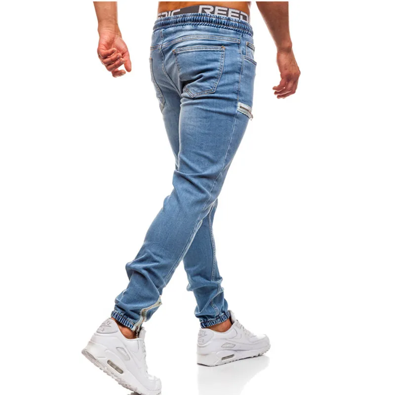 Мужские джинсы-шаровары с эффектом потертости, блестящие джинсовые черные штаны в стиле хип-хоп, спортивная одежда с эластичной талией, штаны для бега размера плюс