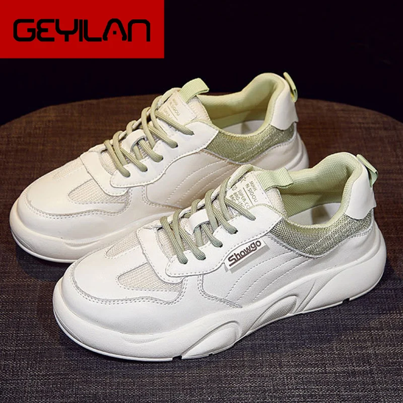 

female sneakers women mesh Breathable platform sneakers Genuine Leather Lace-up running shoes women basketball 2020