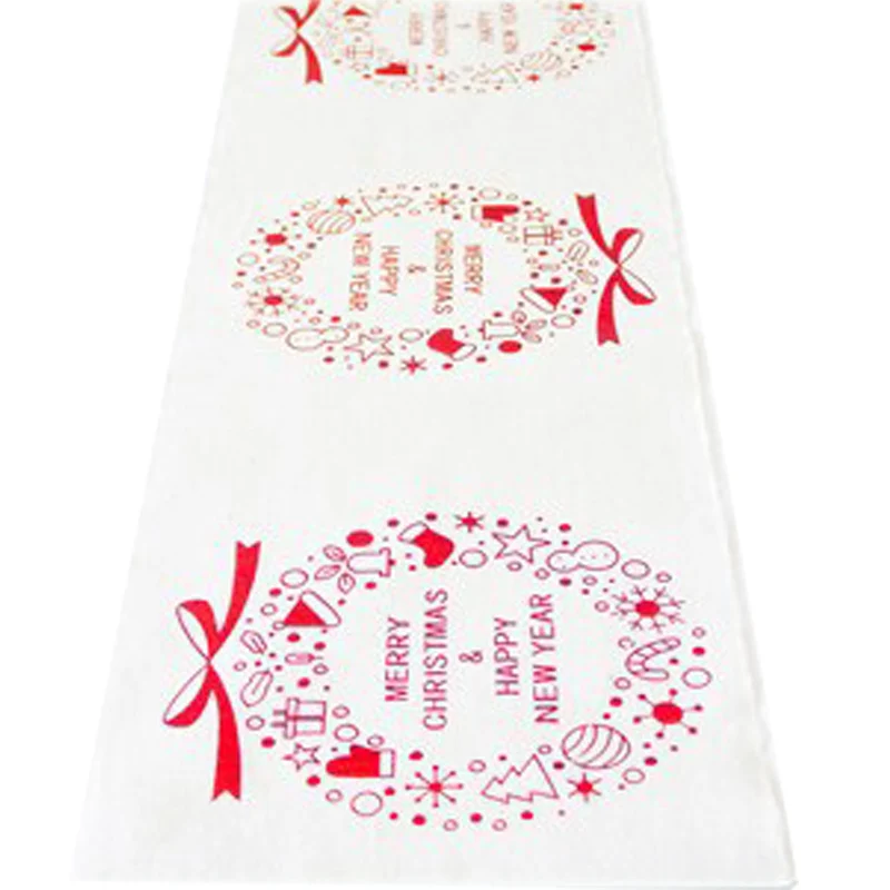 6 Colors 270cm Christmas Table Runner Xmas Elk Printed Tablecloth Home Decoration for Christmas Day Accessories - Цвет: White Wreath Flower