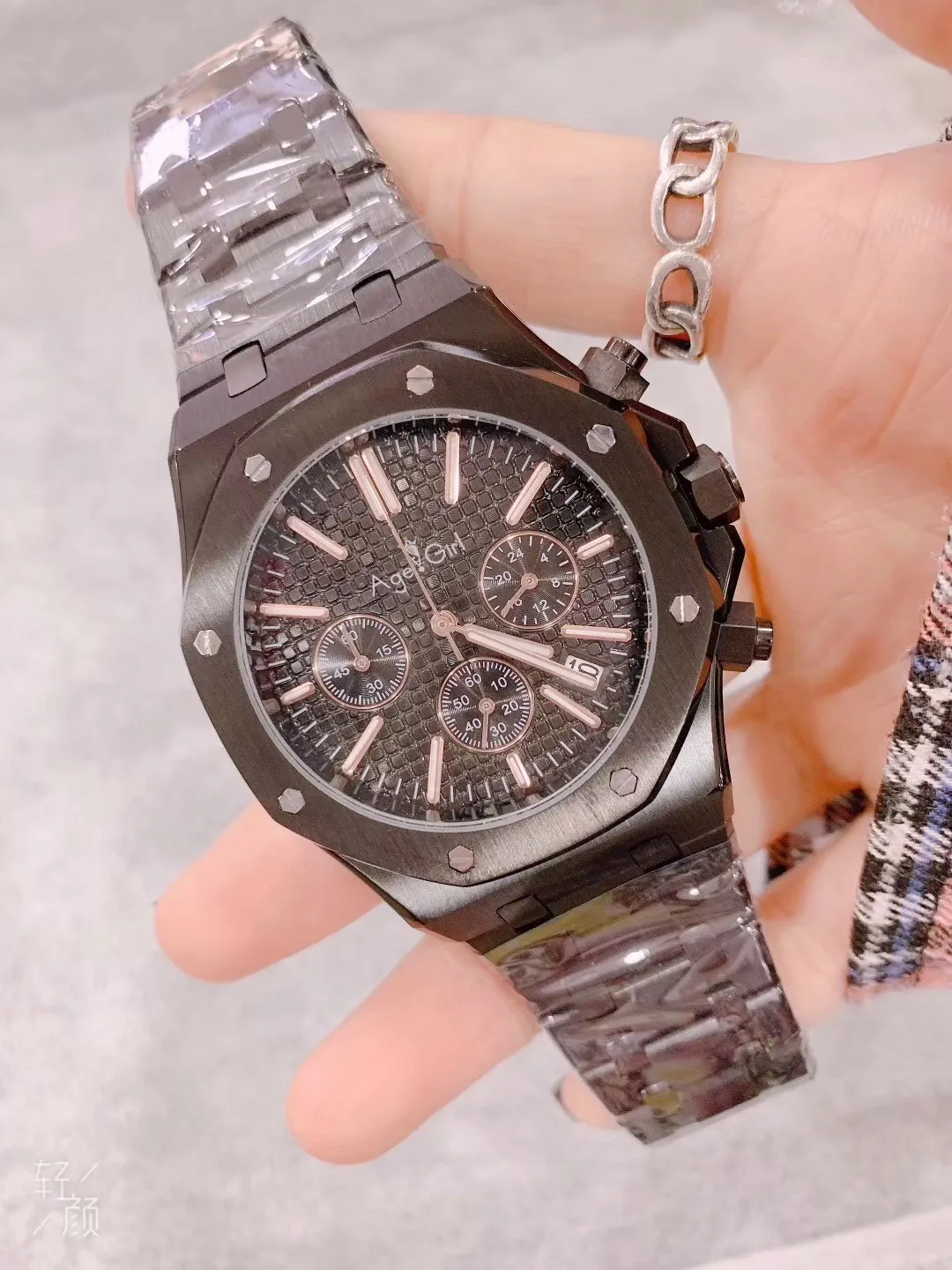 

Luxury Brand New Men Sport Watch Chronograph Sapphire Stainless Steel Full Black Case Oaks Luminous Blue Royal Limited Watches