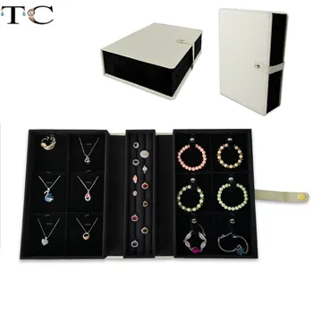 

New Design Jewelry Storage Container Necklace Pendant Box Ring Earring Holder Jewellry Organizer Leather Box
