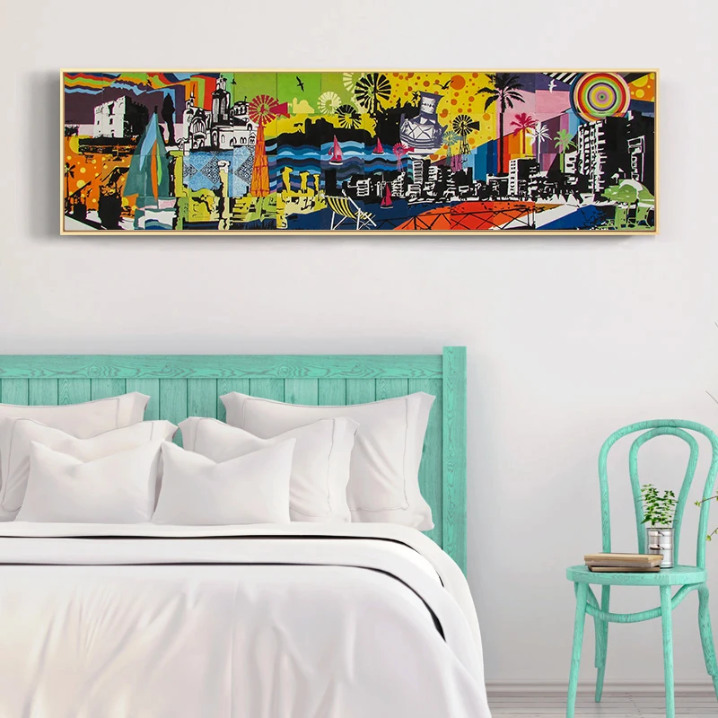 Abstract Cyprus City Landscape Poster Canvas Printing Wall Art Modern Pop Graffiti Art Pictures for Living Room Decor