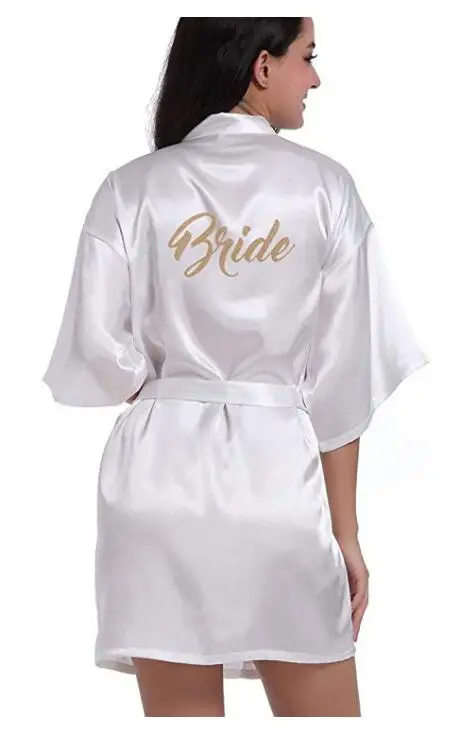 white bride Темно-фиолетовый свадебный наряд подарок для невесты получить свадебное кимоно Женский Атласный халат для бабушек свадебные платья - Цвет: white bride