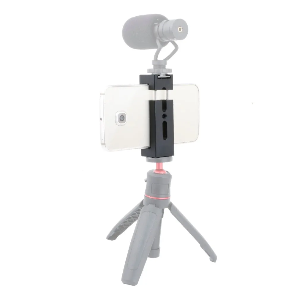 XT-XINTE Aluminum Alloy Mobile Phone Tripod Mount Clamp Holder Clip with Hot Shoe Handle Rig for iPhone Huawei Vlog Fill Video Recording XT-XINTE Aluminum Alloy Mobile Phone Tripod Mount Clamp Holder Clip with Hot Shoe Handle Rig for iPhone Huawei Vlog Fill Video Recording