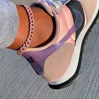 

9" 10" 2020 summer leg chain Foot jewelry gold silver color pink 3 colors 9mm cz cuban anklet for women