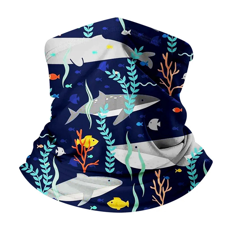 

Half Face Mask Cartoon Shark Design Breathable Anti-UV Dust Magic Scarf Windproof Neck Bandana Headband Wristband Outdoor Scarf