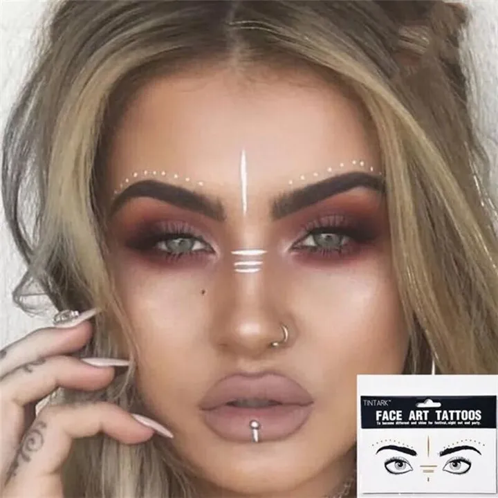 8  Waterproof Rhinestone Crystal Face Stickers For Women Fashion  Masquerade Judy Bar Tattoo Eyebrows Face Stick Drill Sticker