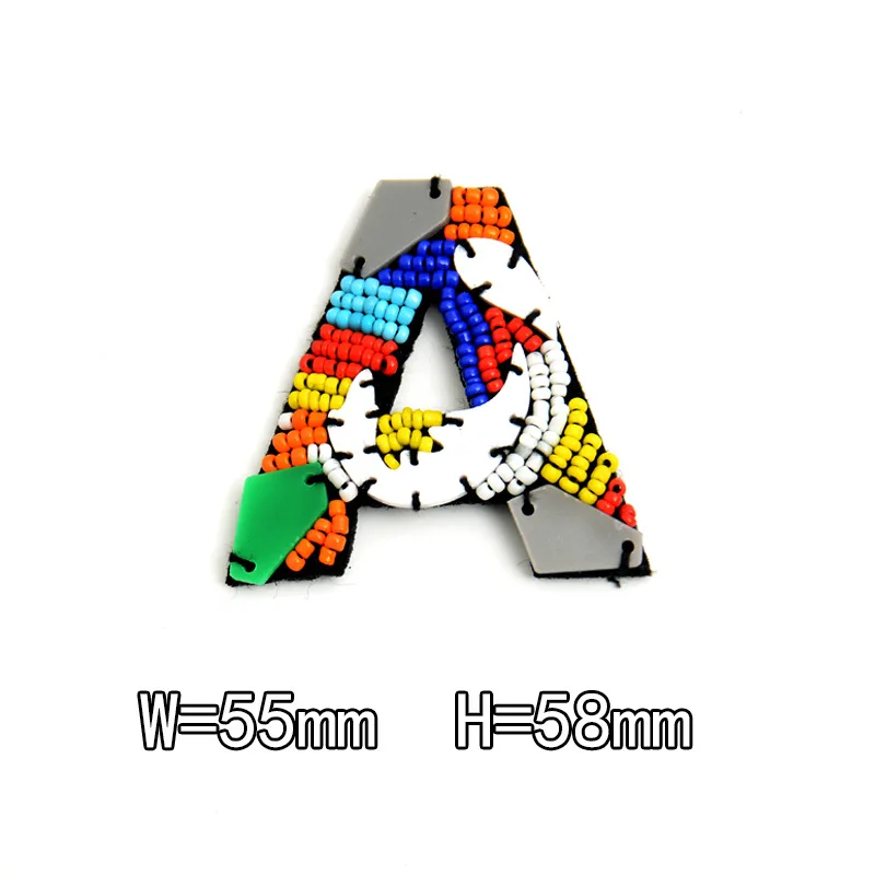 Description Picture 2 of itemBeautiful Hand Nailed Beads Letter Patches Garment Shoes Bags Stickers Handmade Alphapet Applique