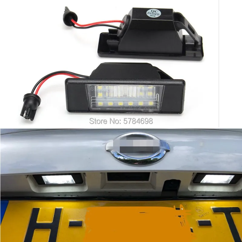 

2pcs Error Free Xenon White LED License Plate light for Nissan Qashqai j10 for Pathfinder juke for Primera for X-trail car lamp