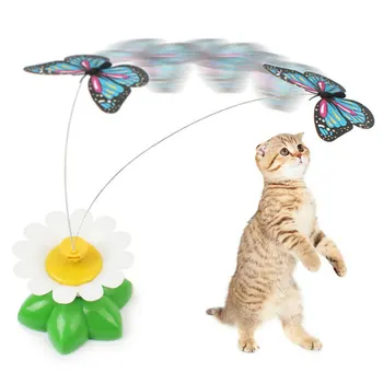 

Electric Cat Teasing Stick Simulated Butterfly Flower Pet Cat Teaser Automatic Rotating Funny Cat Wand Toy Pet Supplies
