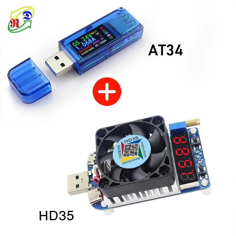 AT34 AT35 USB 3,0 цветной ЖК-Вольтметр Амперметр измеритель напряжения и тока мультиметр аккумулятор Зарядка банк питания USB Тестер Горячая Распродажа - Цвет: AT34 HD35