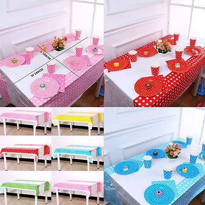 Party Wedding Disposable Tablecloth Polka Dot Rectangular Tablecloth Waterproof Disposable Party Wedding Slipcover 180x108cm