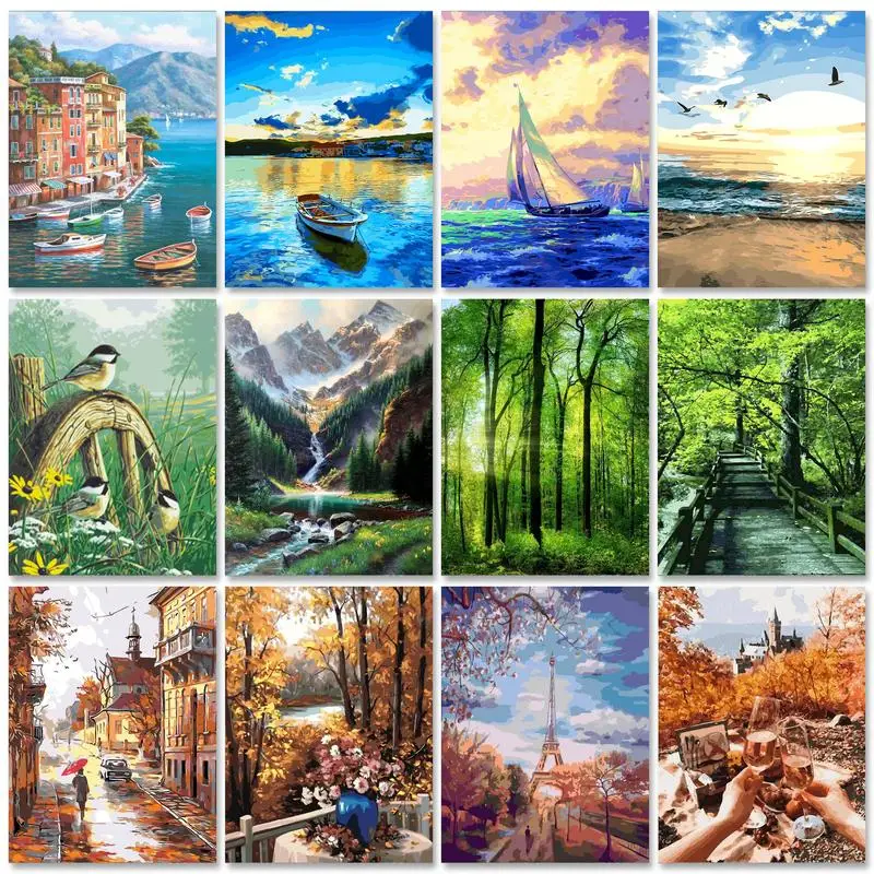 

PhotoCustom City Scenery 40x50cm Oil Paint By Numbers Animals Acrylic Paint For Painting By Numbers On Canvas Home Decor