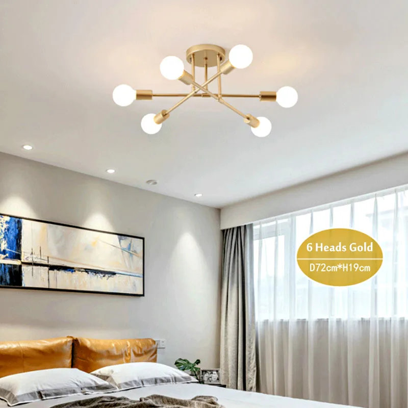 

Smuxi LED Industrial Iron Ceiling Light 6/8 Head European Simplicity Living Room Lighting Nordic 220V E27 (Bulb Not Include)