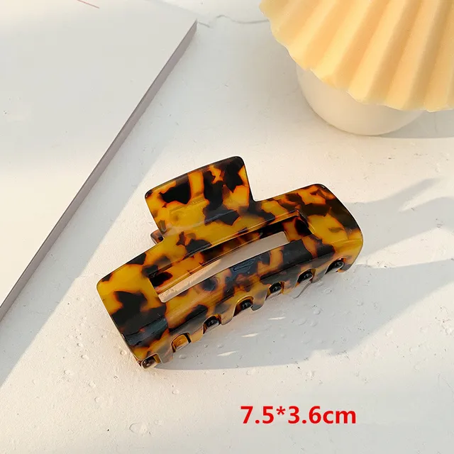 Bilandi 2021 New Hair Claw Large Geometric Hollow Square Tortoiseshell Leopard Acetate Hair Clip For Women Hair Accessories NO.1-7.5 cm