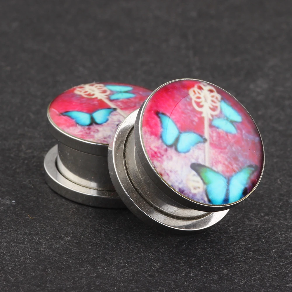 JUNLOWPY Mix 7 Sizes Logo Ear Plugs Gauges Expander Lobe Stretcher Piercing Stainless Steel Screw Flesh Tunnels Body Jewelry