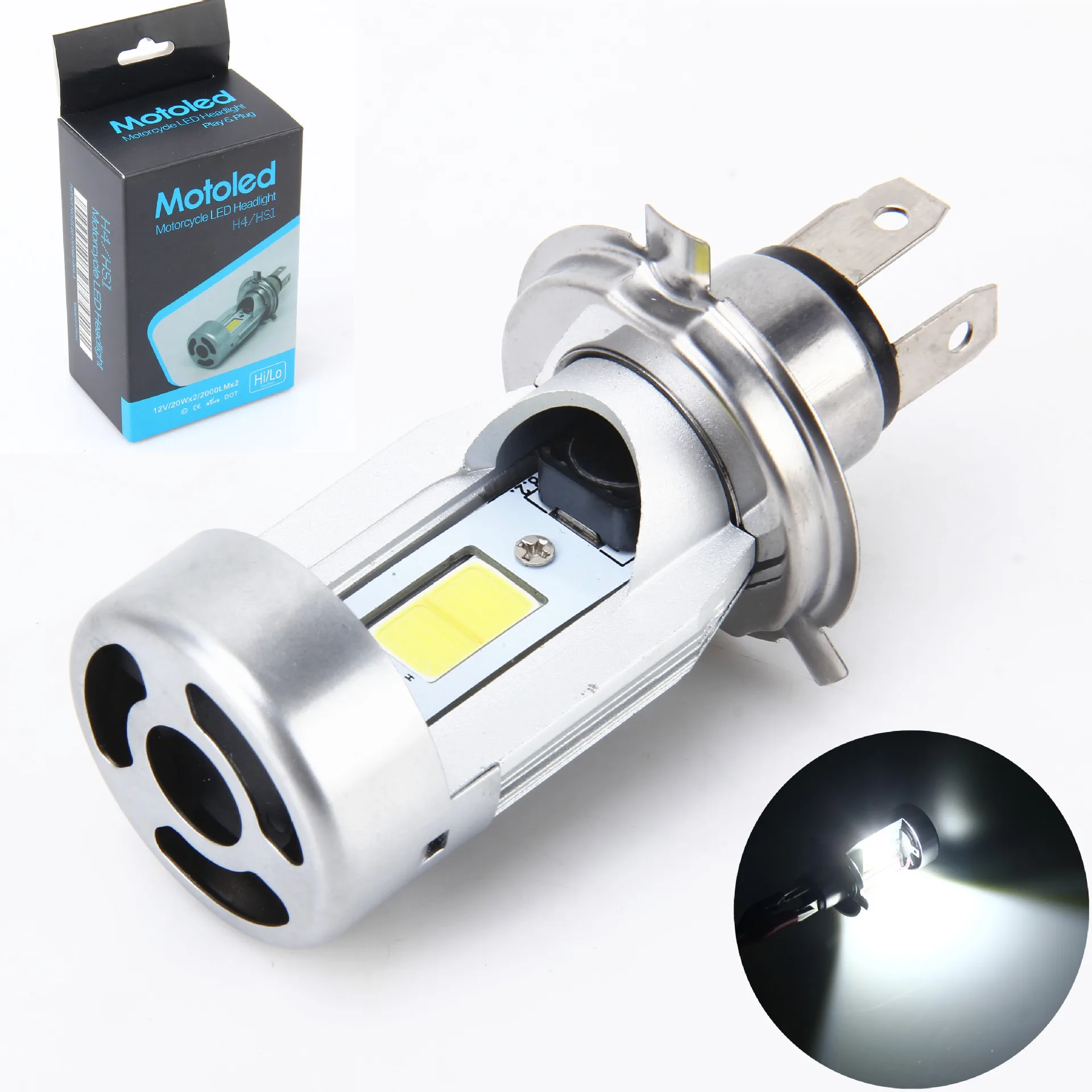 

Cross-Border Selling Motorcycle Headlight H4 20W Highlight Headlight with Fan Constant Current Electromobile Lights 12V Modified
