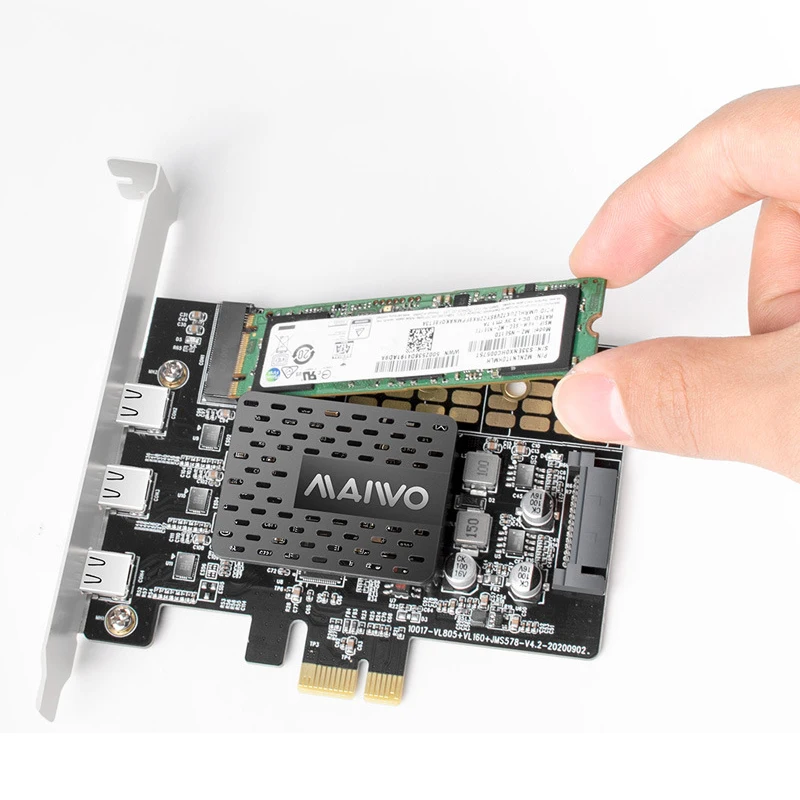 Maiwo-cartão de Expansão Pcie x1 para Portas tipo c com Placa Adaptadora de Disco de Estado Sólido M.2 Embutido Suporta 2280 Ssd Usbc m2 Sata Cartões para acréscimos - Imagem 6