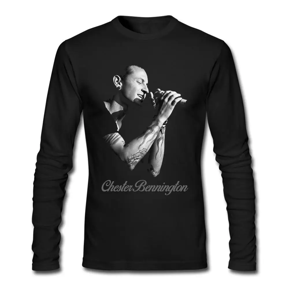 Дизайнерские мужские футболки Честера БЕННИНГТОНА, мужские футболки Linkin Park, Мужская футболка из хлопка с длинным рукавом, распродажа - Цвет: Черный