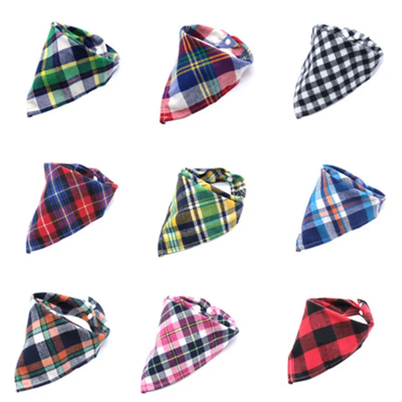

30/50 Pcs New Scottish Wind Triangle Pet Saliva Towel Adjustable Dog Scarf Triangle Towel Pet Supplies Accessories