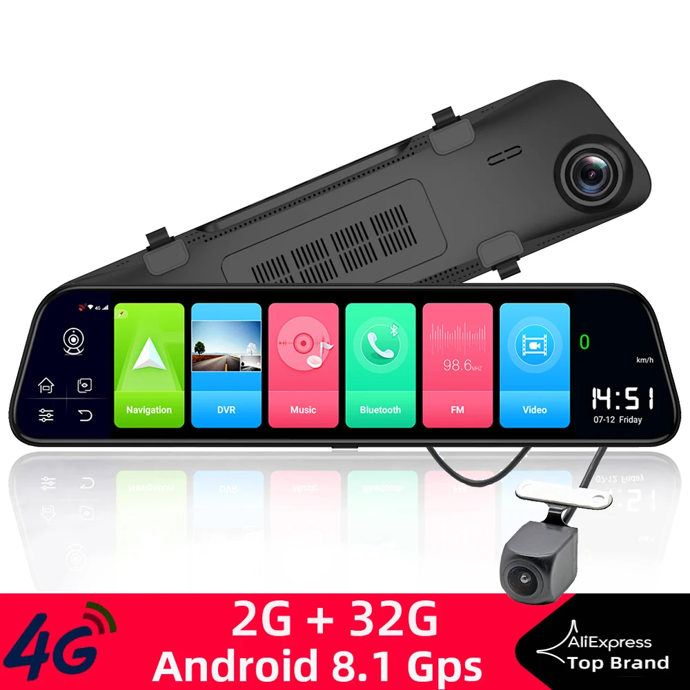 1" Android 8,1 2 ГБ+ 32 ГБ Adas 10 в 1 Dash камера Автомобильный видеорегистратор зеркало 4G WiFi gps Bluetooth Full HD 1080P видео рекордер ночного видения