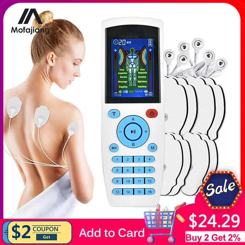 16 Modes TENS Therapy Massager 4 Output Electric EMS Nerve Muscle Stimulator Digital Pulse Low Frequency Physiotherapy |